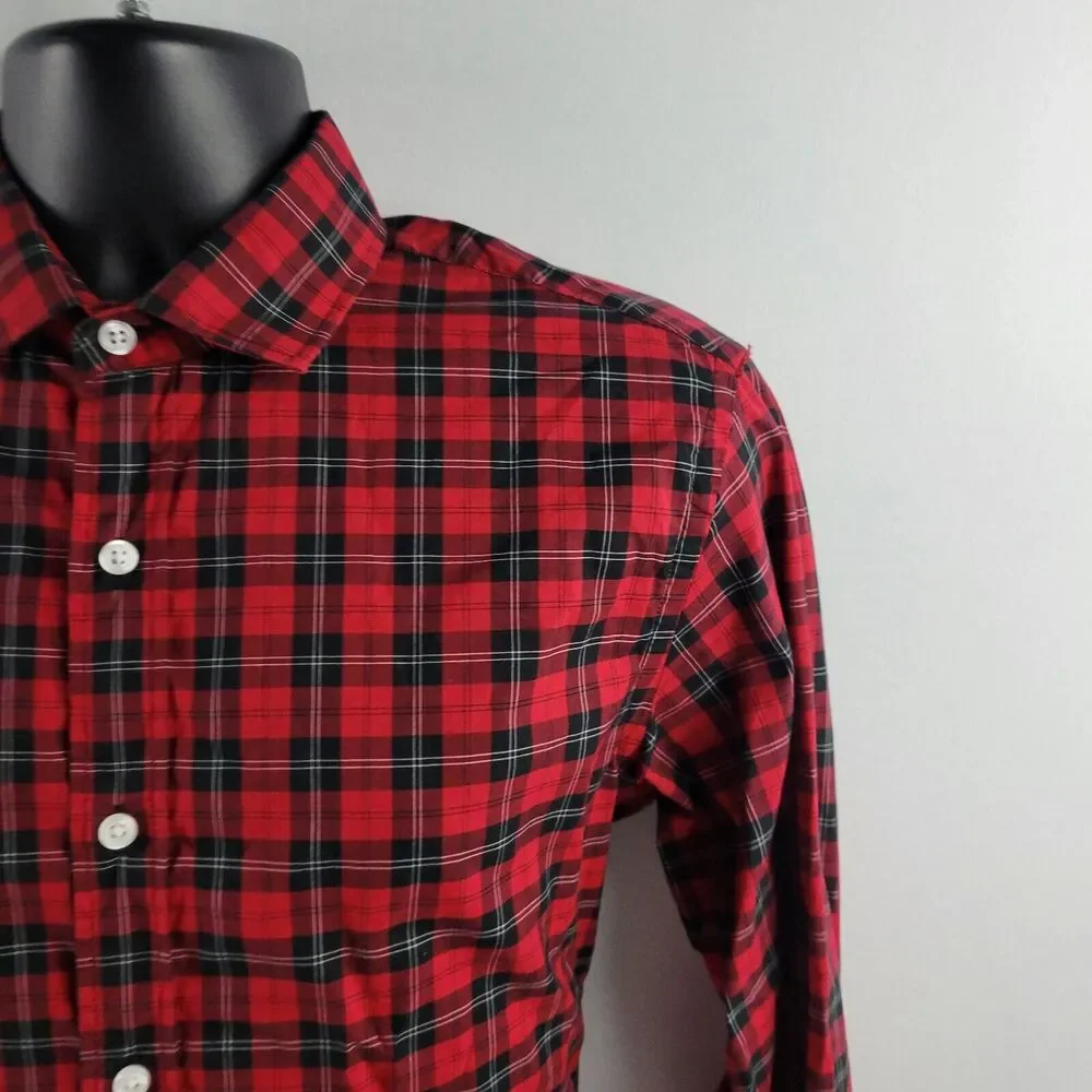 J.Crew Ludlow 120's 2 play dress shirt‎ button down men red plaid M 2330